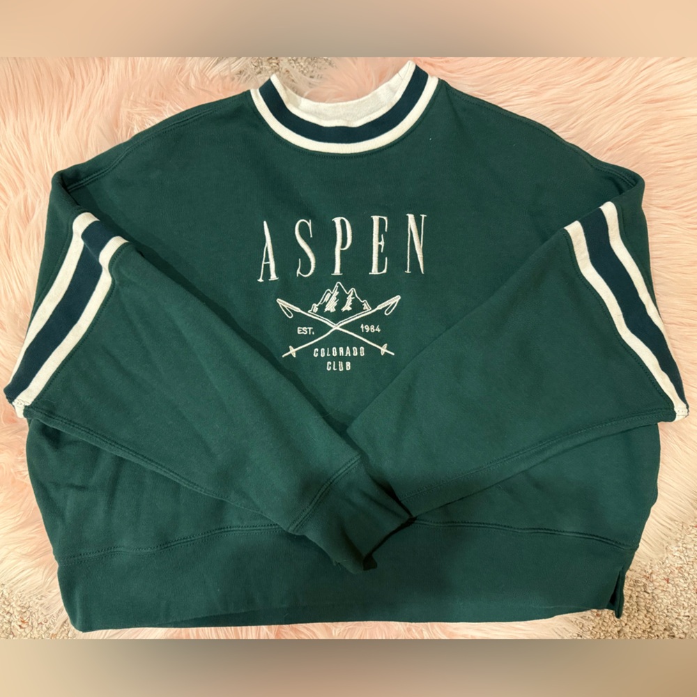Forever 21 Green Crewneck Sweater with Aspen Design